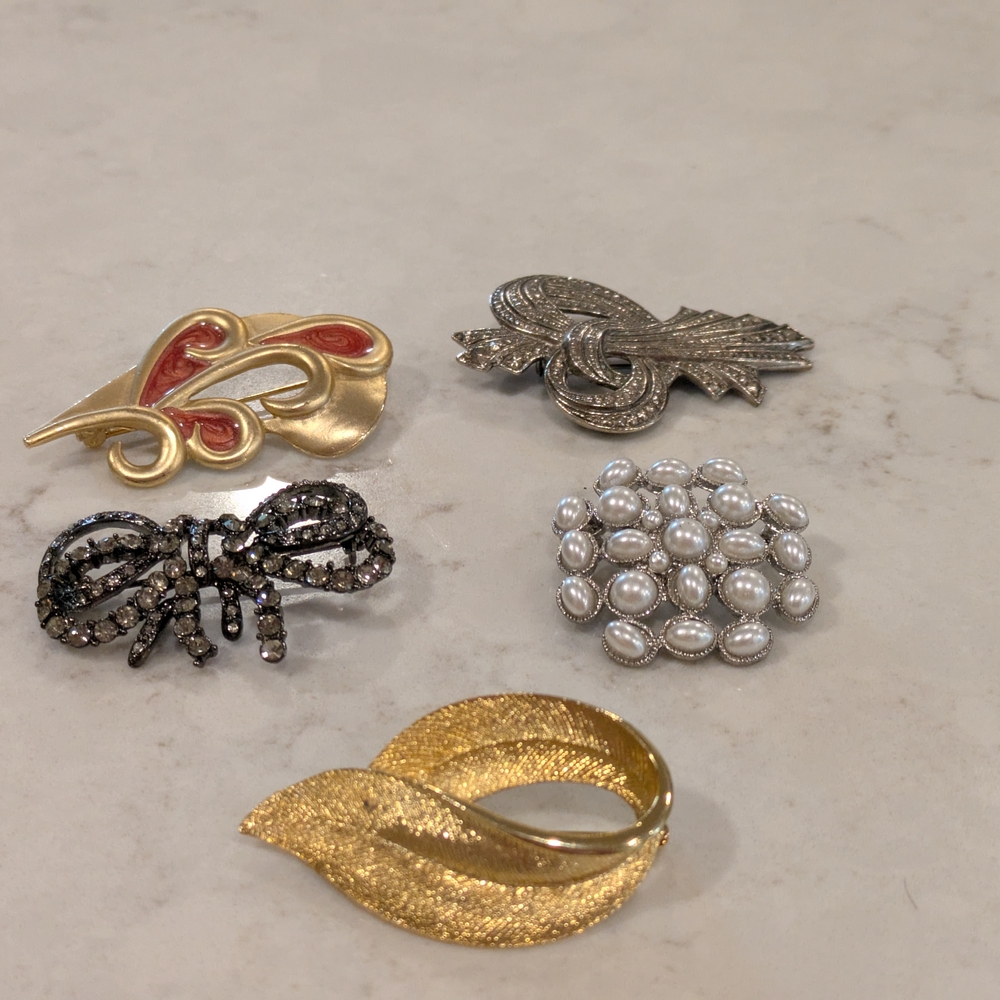 Vintage Multicolor Brooches Set Of 5